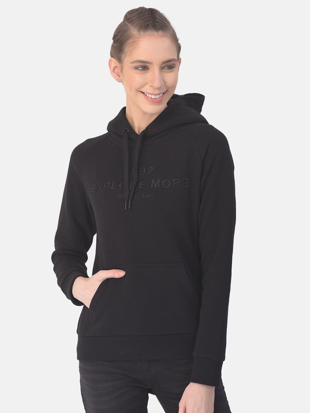 

Woodland Women Black Hooded Sweatshirt