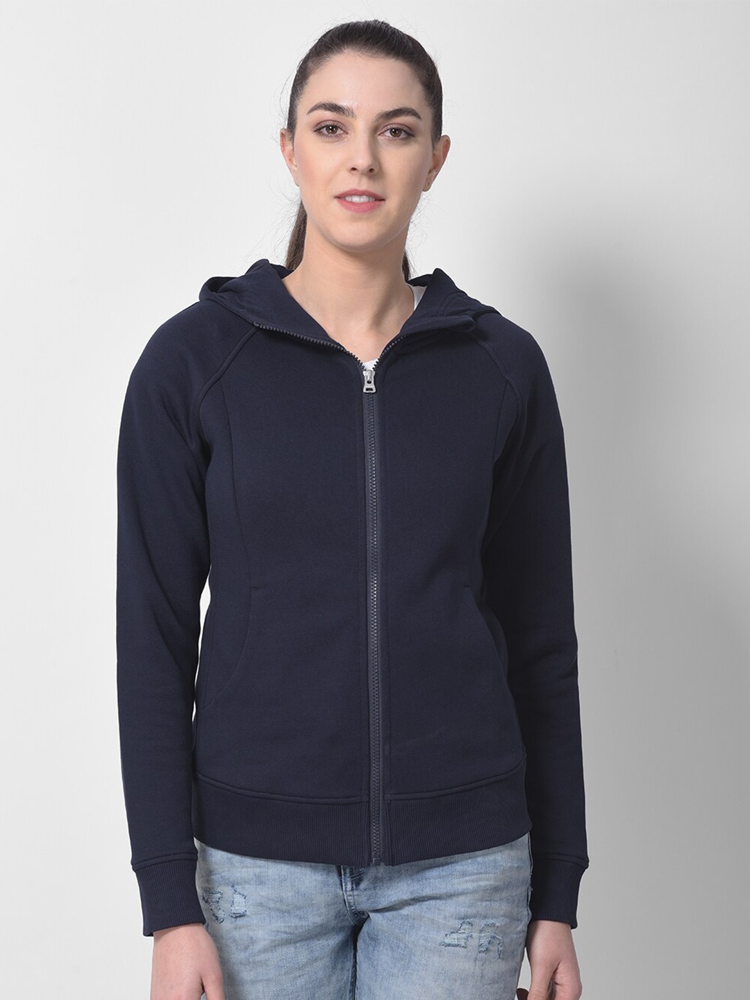 

Woodland Women Navy Blue Hooded Sweatshirt