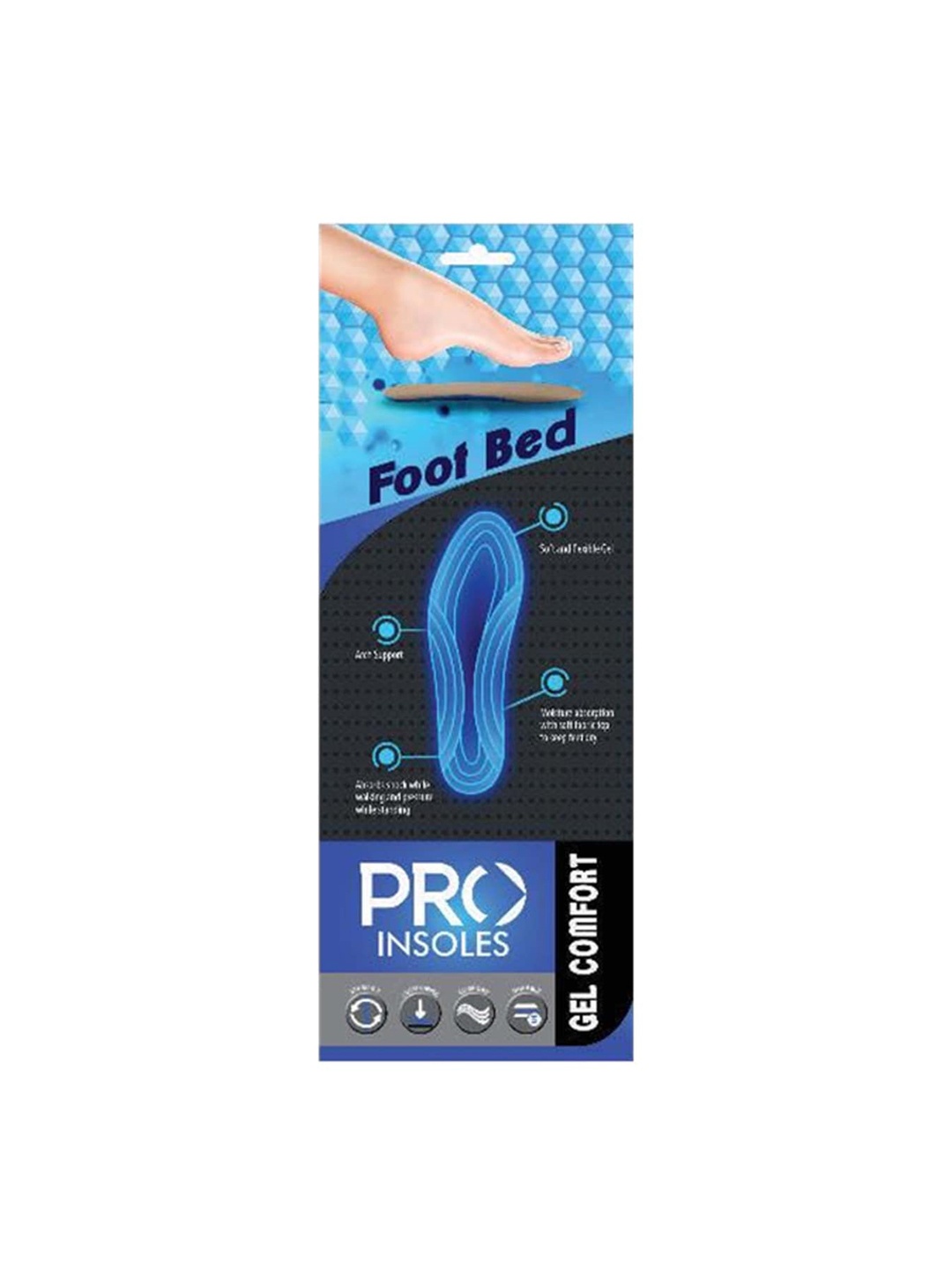 

PRO Foot Bed Gel Cut To Size Comfort Insoles, Blue