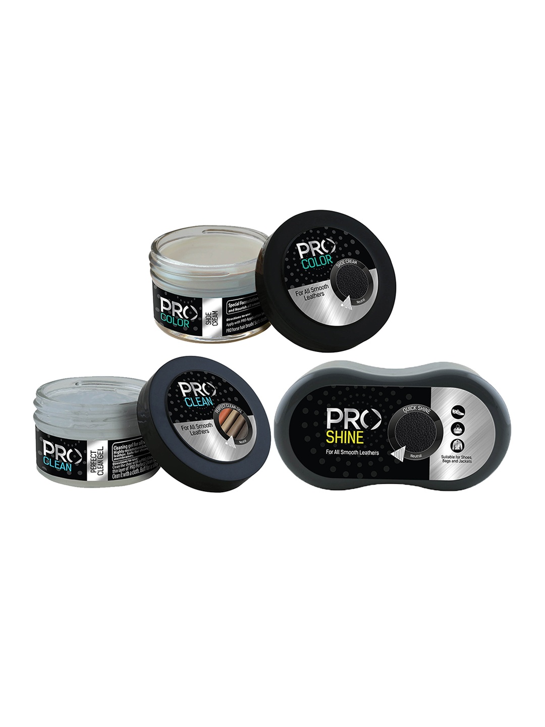 

PRO Set Of 3 Neutral Shoe Care Clean Color Shine, Black