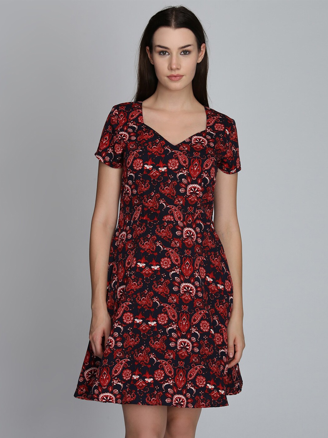 

DODO & MOA Black Floral Crepe A-Line Dress