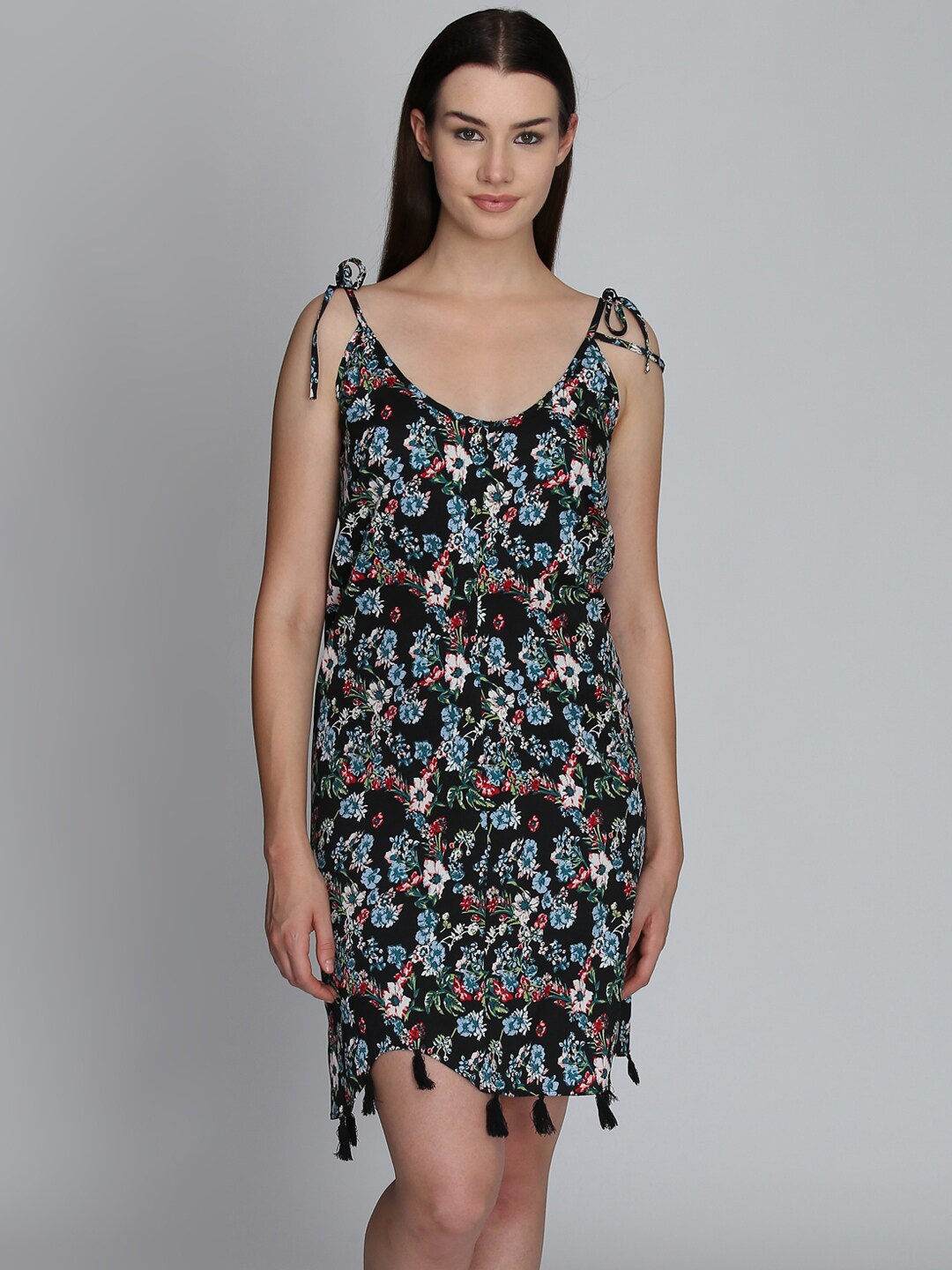 

DODO & MOA Black Floral Crepe Sheath Dress