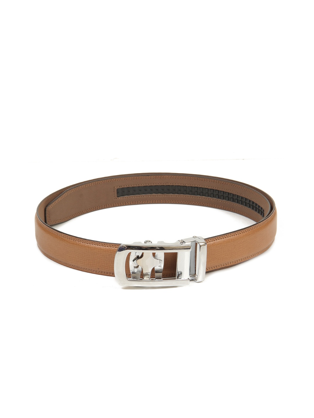 

Calvadoss Men Tan Textured PU Magnetic No Holes Belt