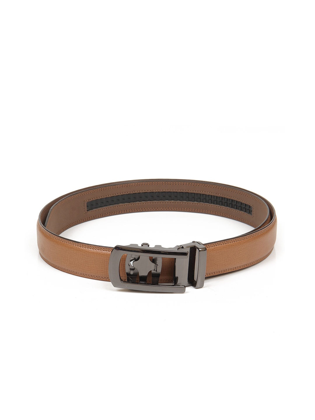 

Calvadoss Men Tan Textured PU Magnetic No Holes Belt