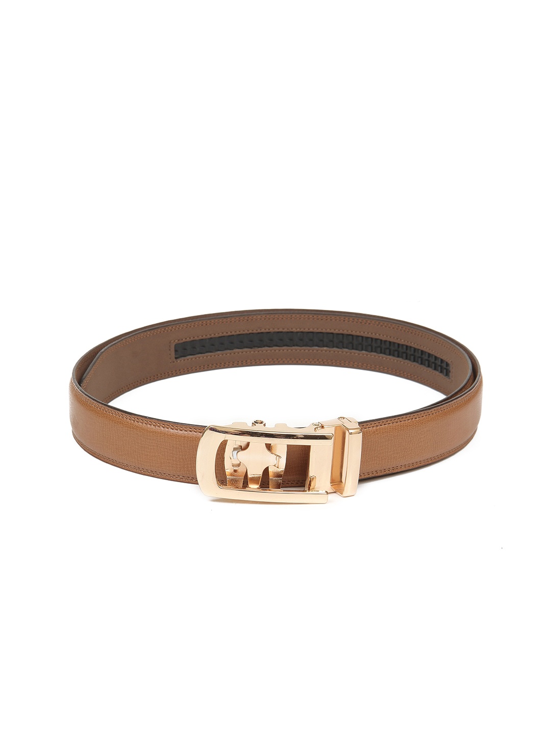 

Calvadoss Men Tan Textured PU Magnetic No Holes Belt