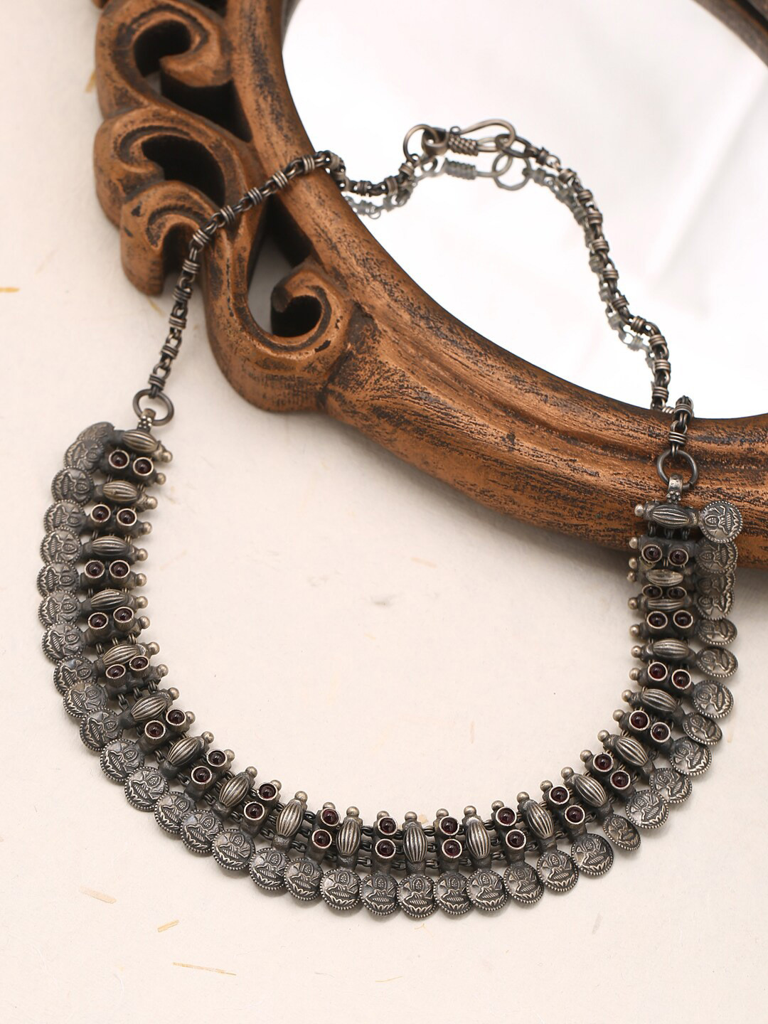 

ADORN by Nikita Ladiwala Silver-Toned Temple Choker Necklace