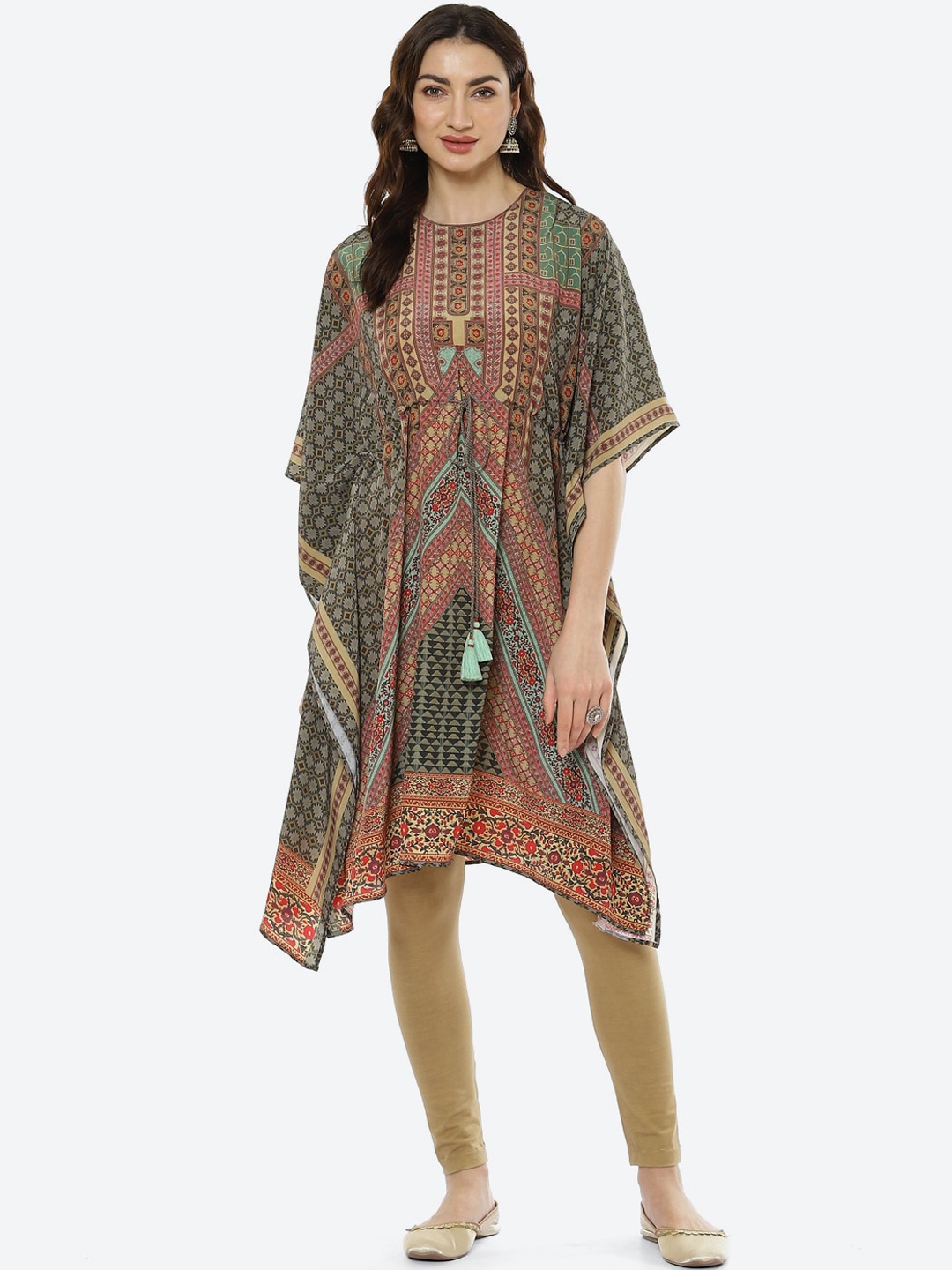 

Biba Women Green Printed Kurti Set