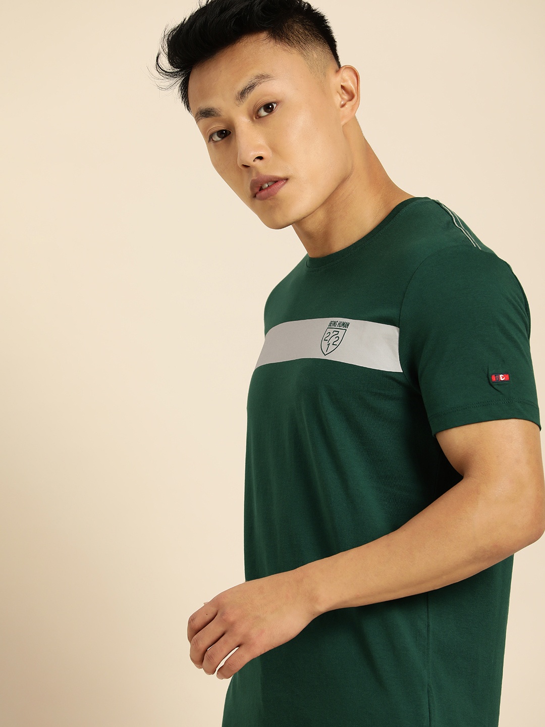 

Being Human Clothing Men Green Printed Pure Cotton T-shirt