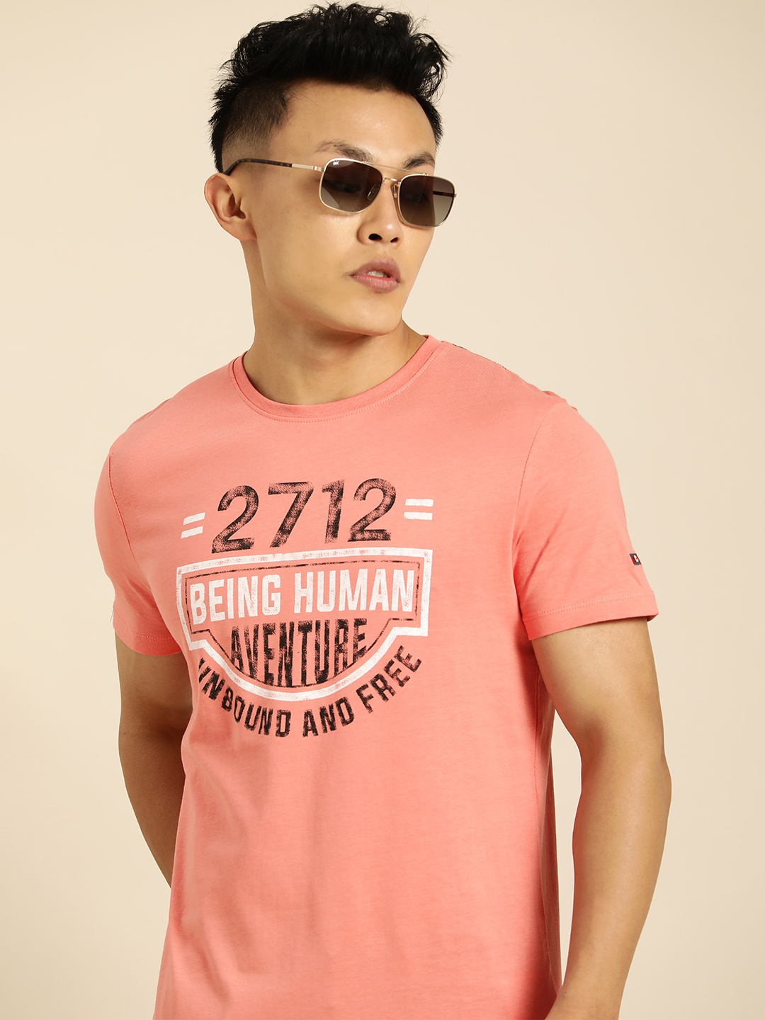 

Being Human Men Pink graphic Printed Casual T-shirt