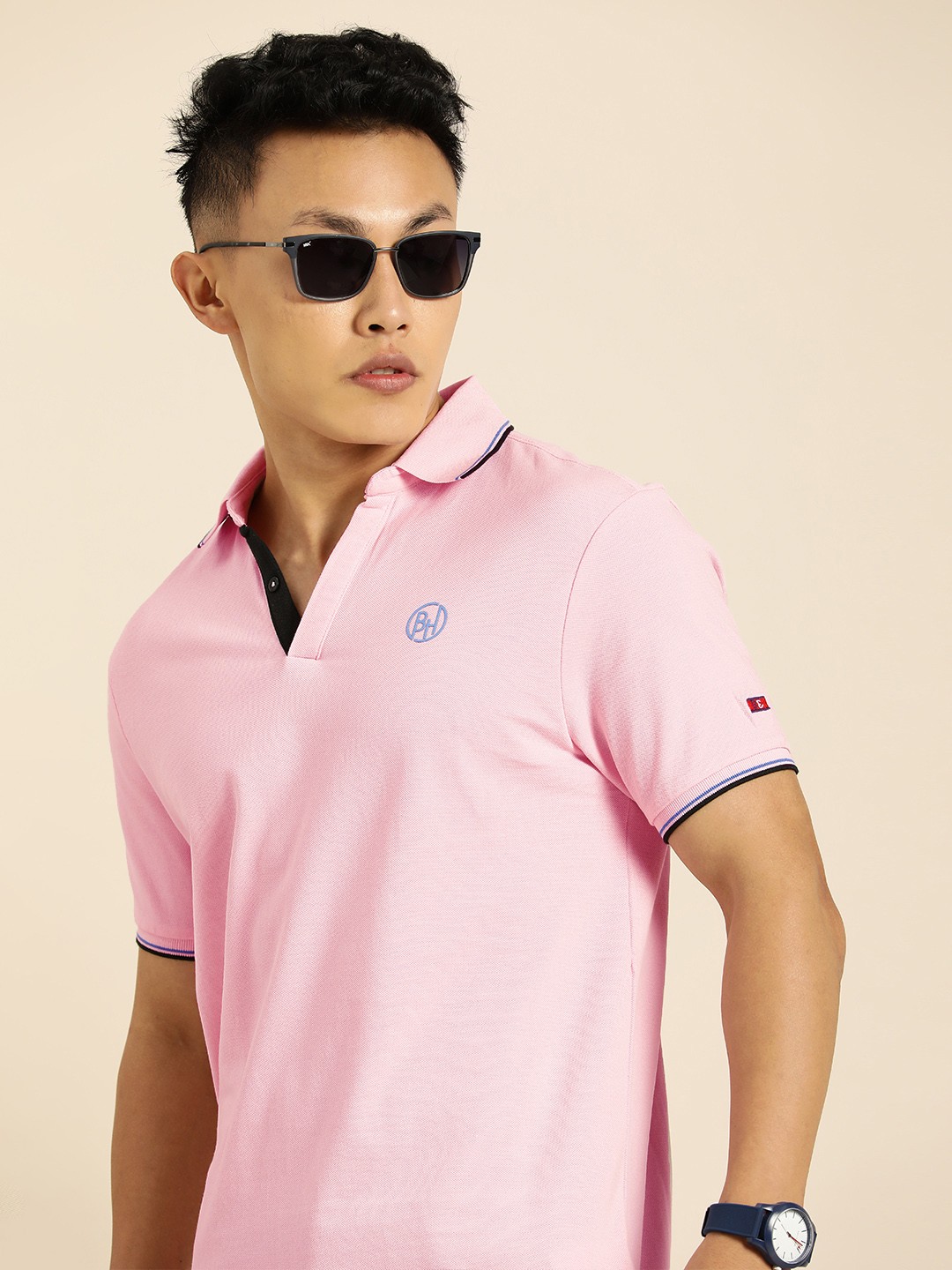 

Being Human Men Pink Solid Polo Collar T-shirt