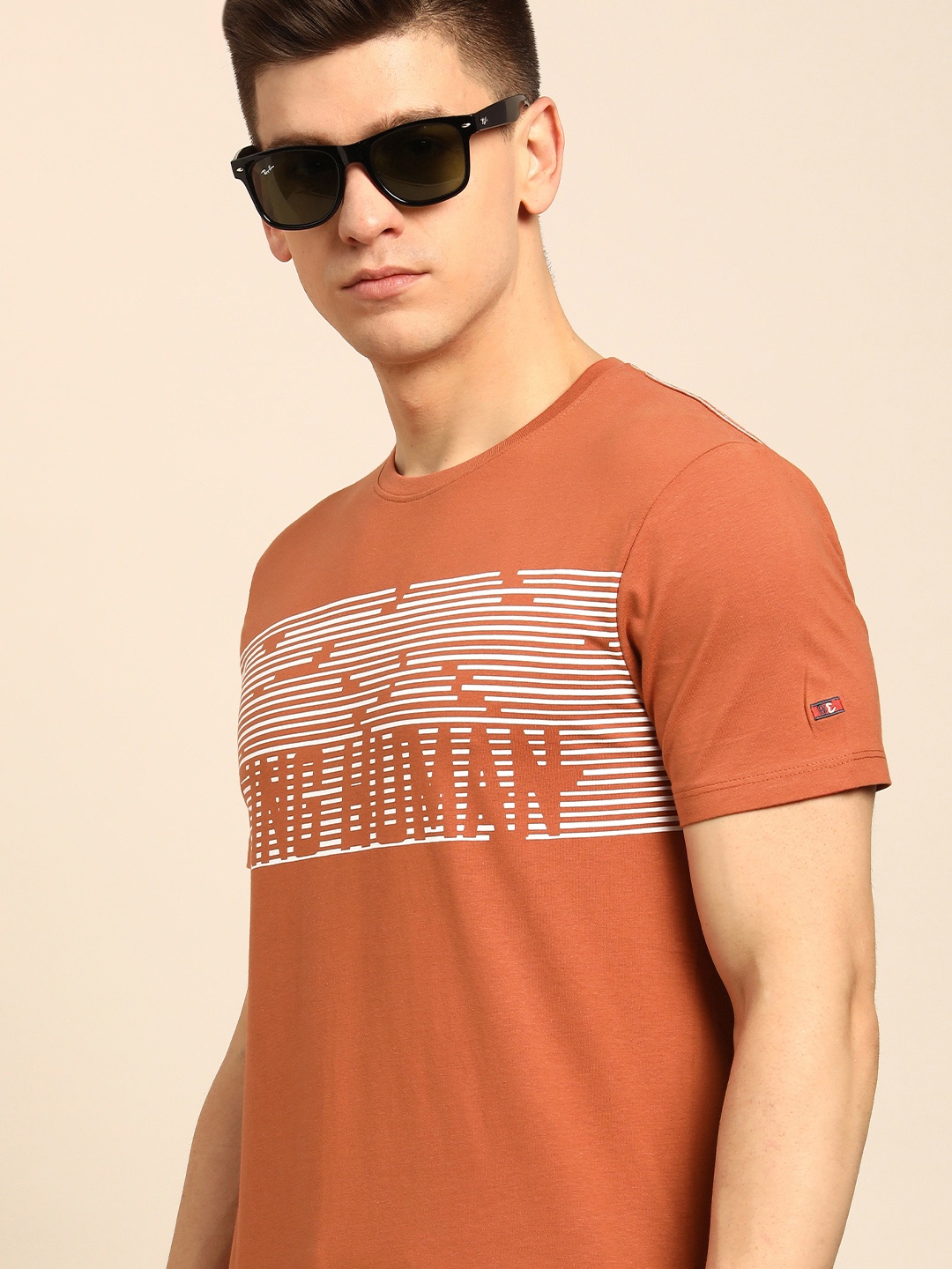 

Being Human Men Brown Brand Logo Printed Pure Cotton T-shirt