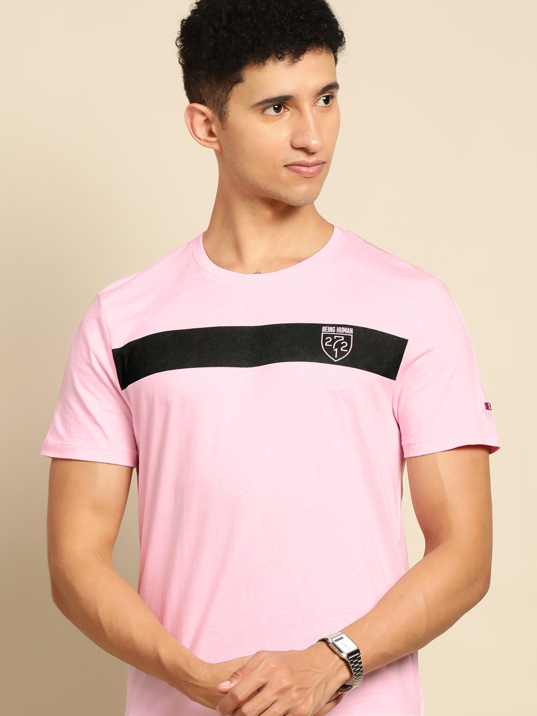 

Being Human Men Pink Pure Cotton T-shirt