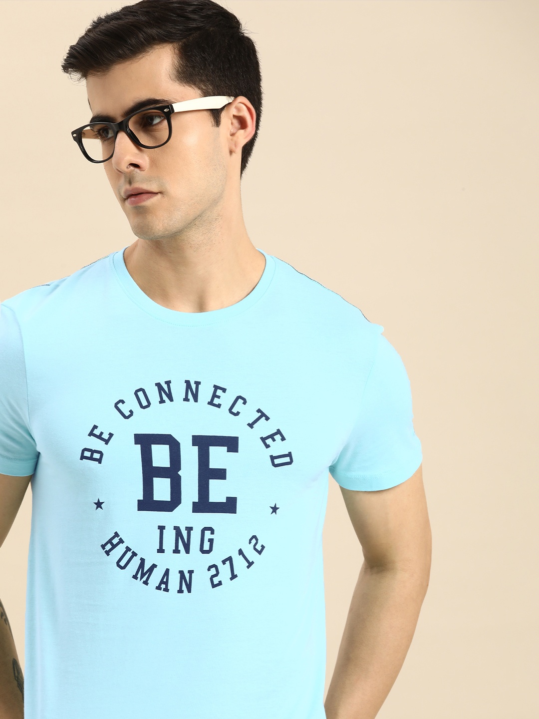 

Being Human Men Blue Typography Printed Pure Cotton T-shirt