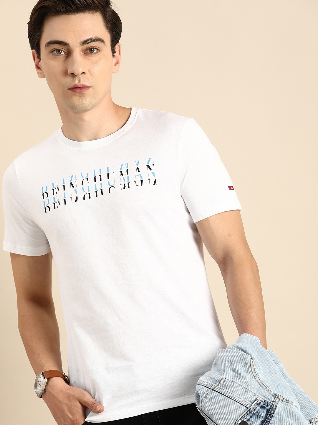 

Being Human Clothing Men White Typography Printed Pure Cotton T-shirt