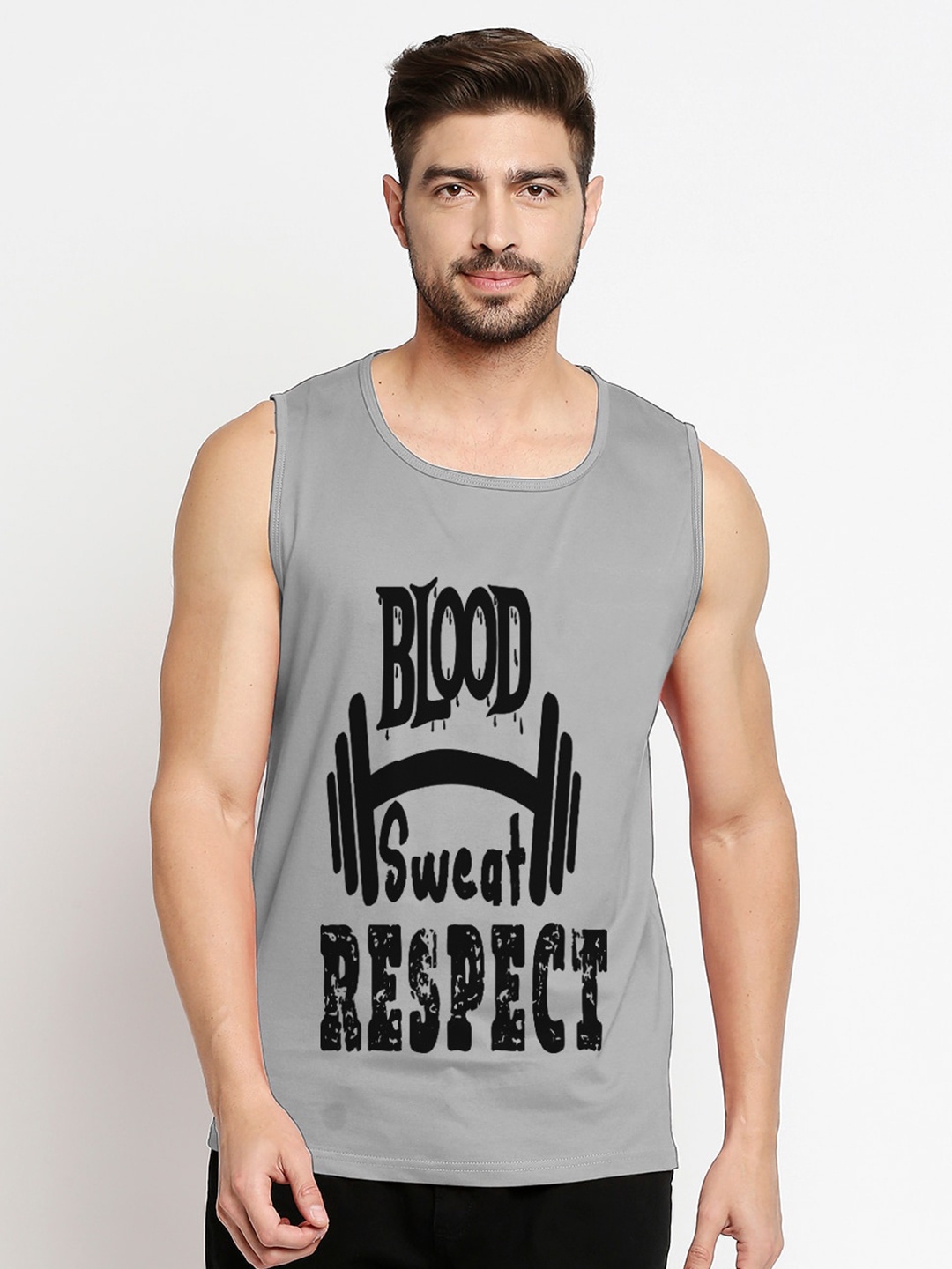 

Blacksmith Men Silver-Toned Typography Printed Cut Outs Training or Gym T-shirt