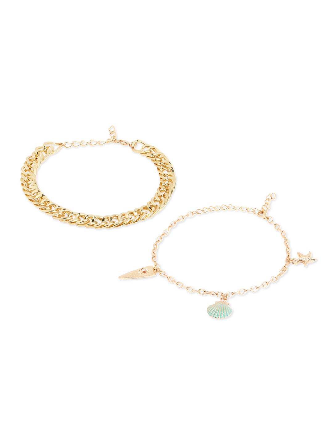 

20Dresses Set Of 2 Anklets, Gold