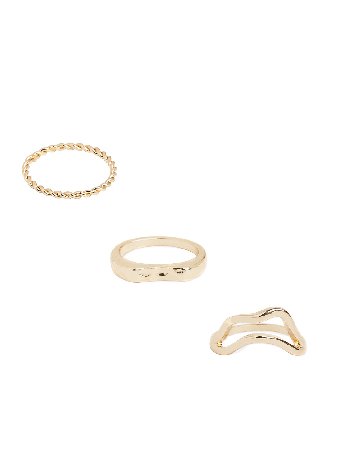 

20Dresses Set Of 3 Gold-Toned Finger Ring