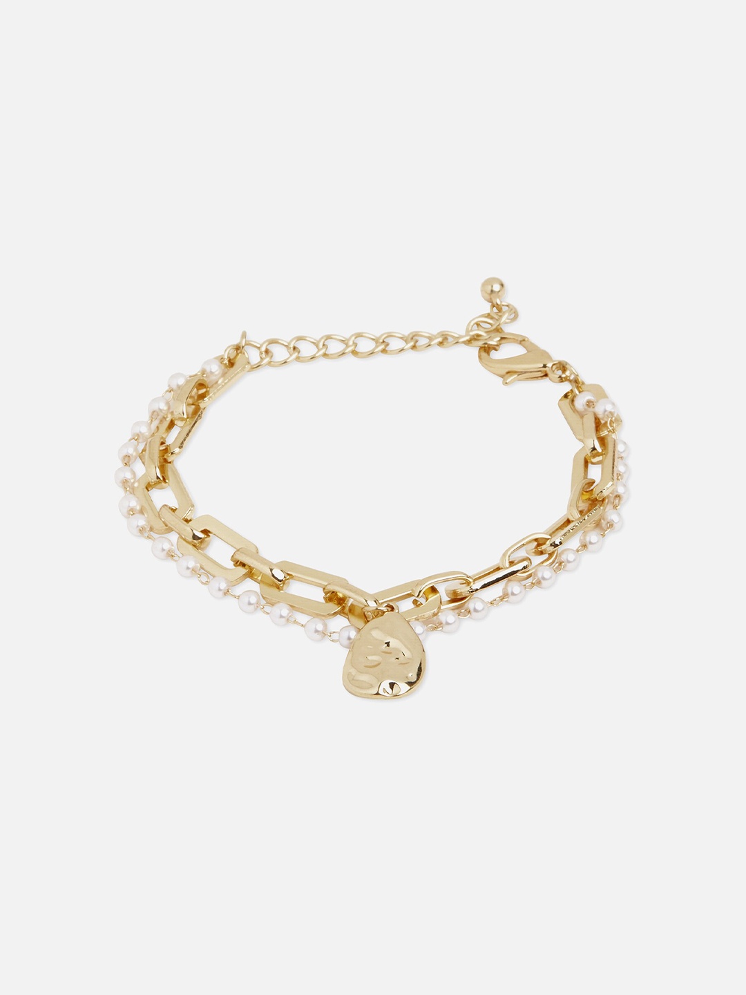

20Dresses Women Gold-Toned Pearl Beaded Charm Bracelet