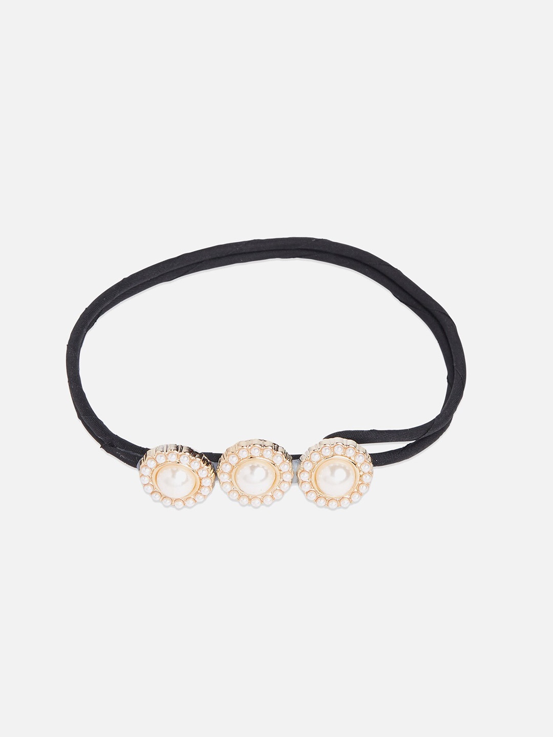 

20Dresses Women White & Gold-Toned Embellished Ponytail Holder