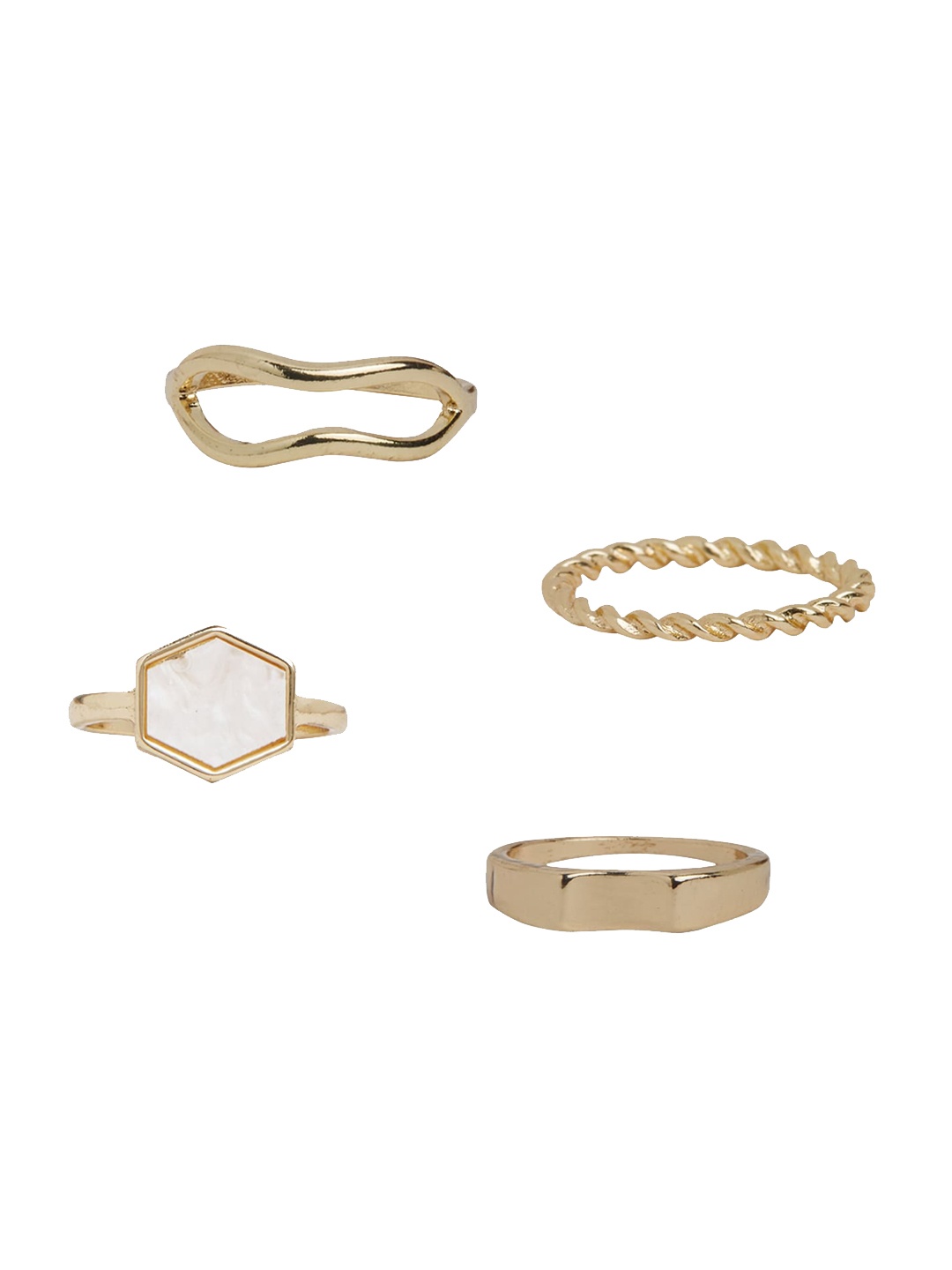 

20Dresses Set of 4 Finger Rings, Gold
