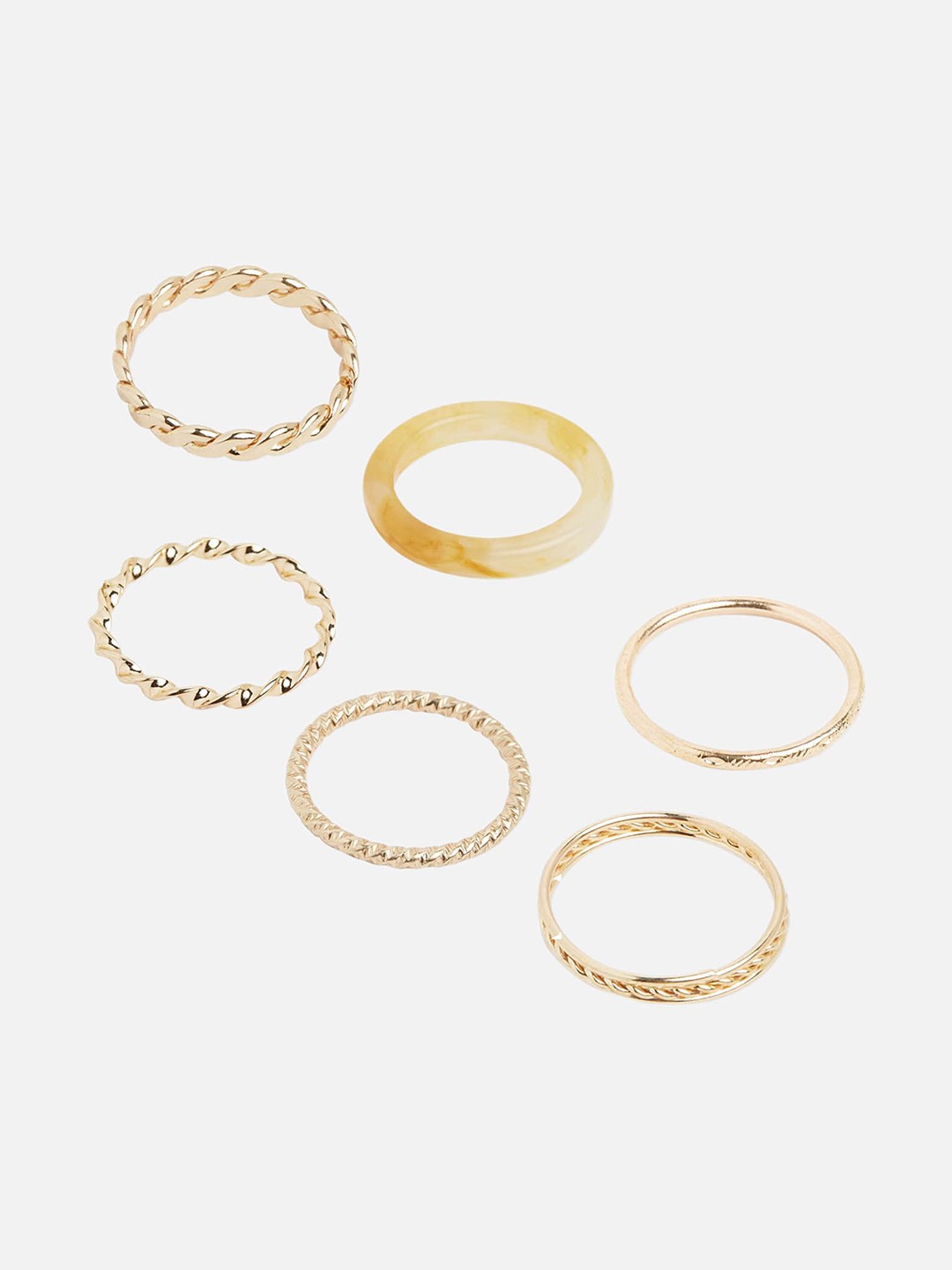 

20Dresses Women Set Of 6 Immersed In Layers Of Love Ring Set, Gold