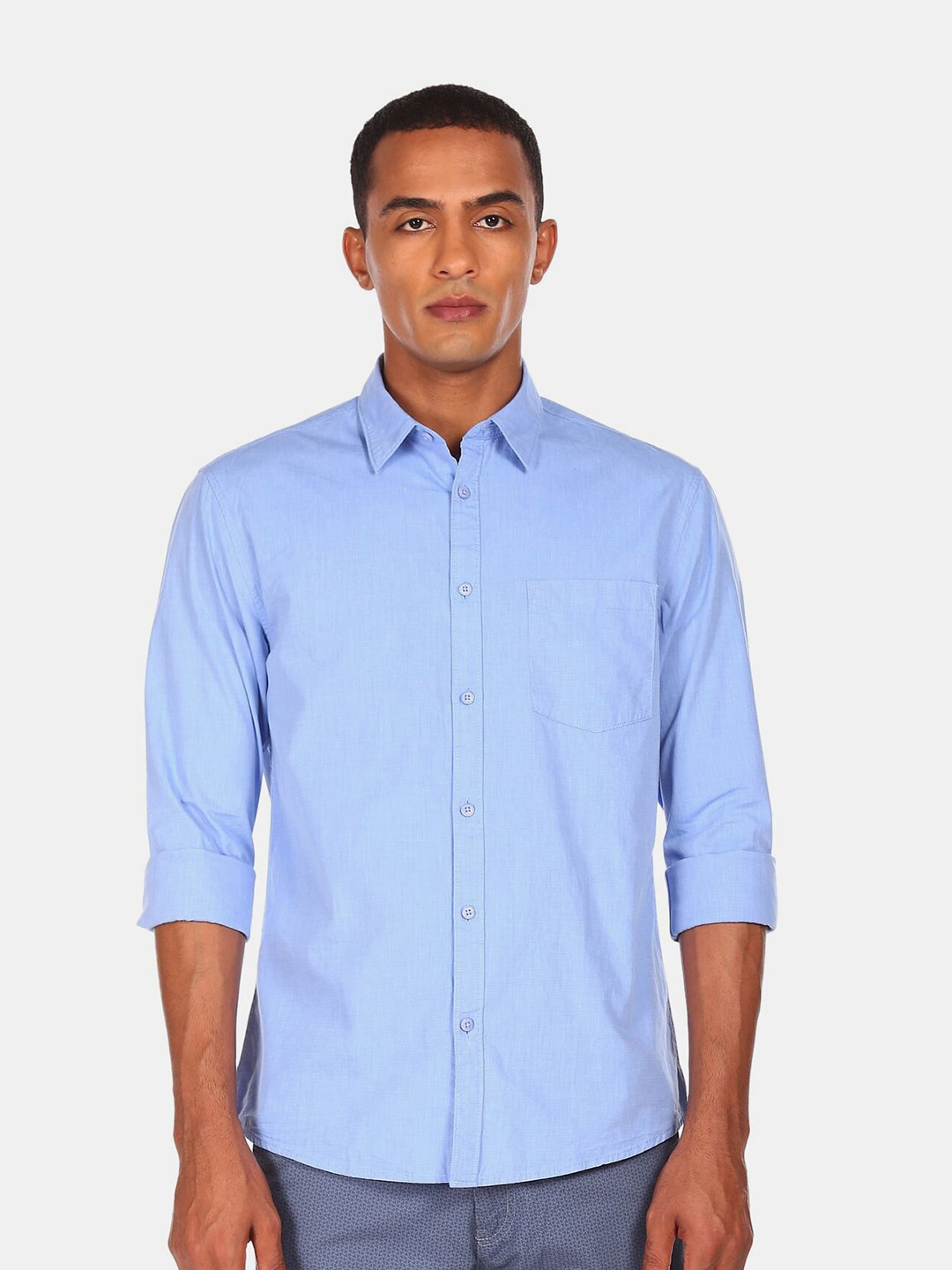 

Ruggers Men Blue Pure Cotton Casual Shirt