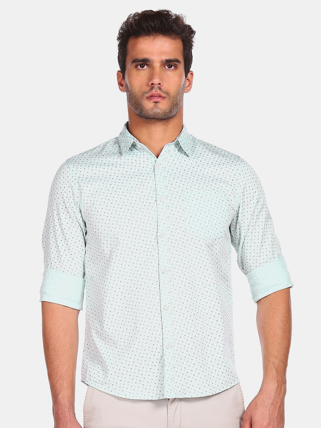 

Ruggers Men Green Printed Casual Shirt