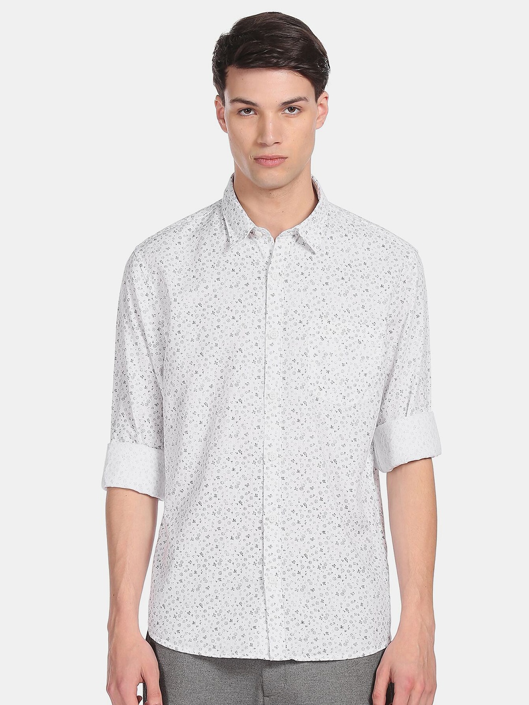 

Ruggers Men White Printed Casual Shirt