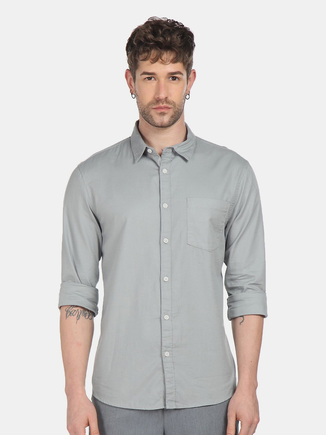 

Ruggers Men Grey Casual Shirt