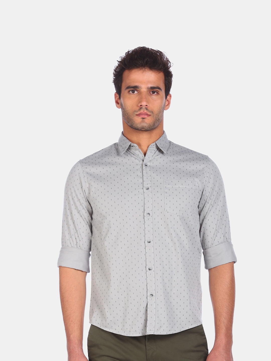 

Ruggers Men Grey Printed Casual Shirt