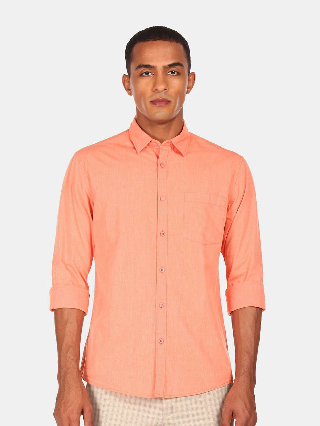 

Ruggers Men Orange Casual Shirt