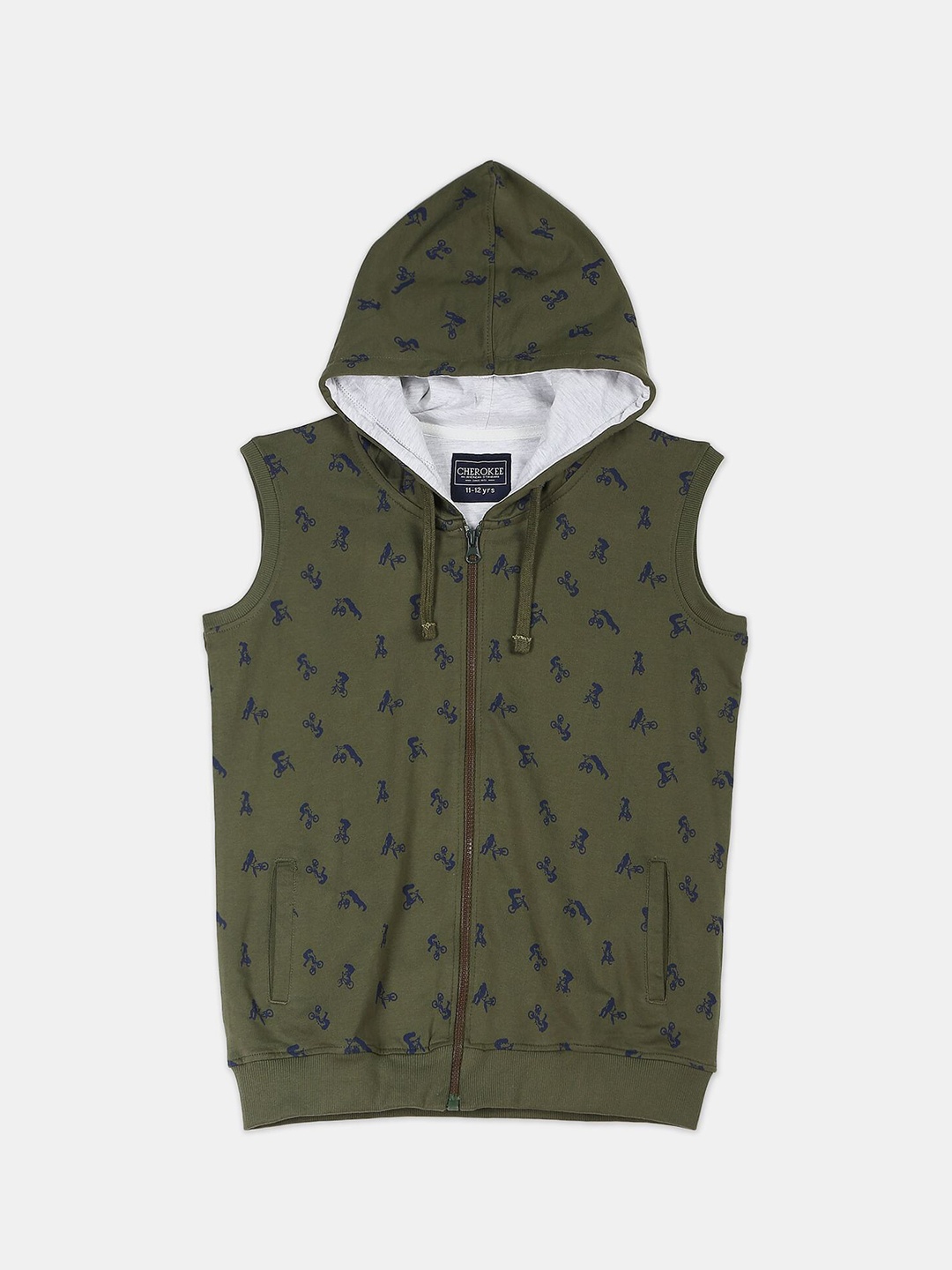 

Cherokee Boys Green Printed Hooded Sweatshirt