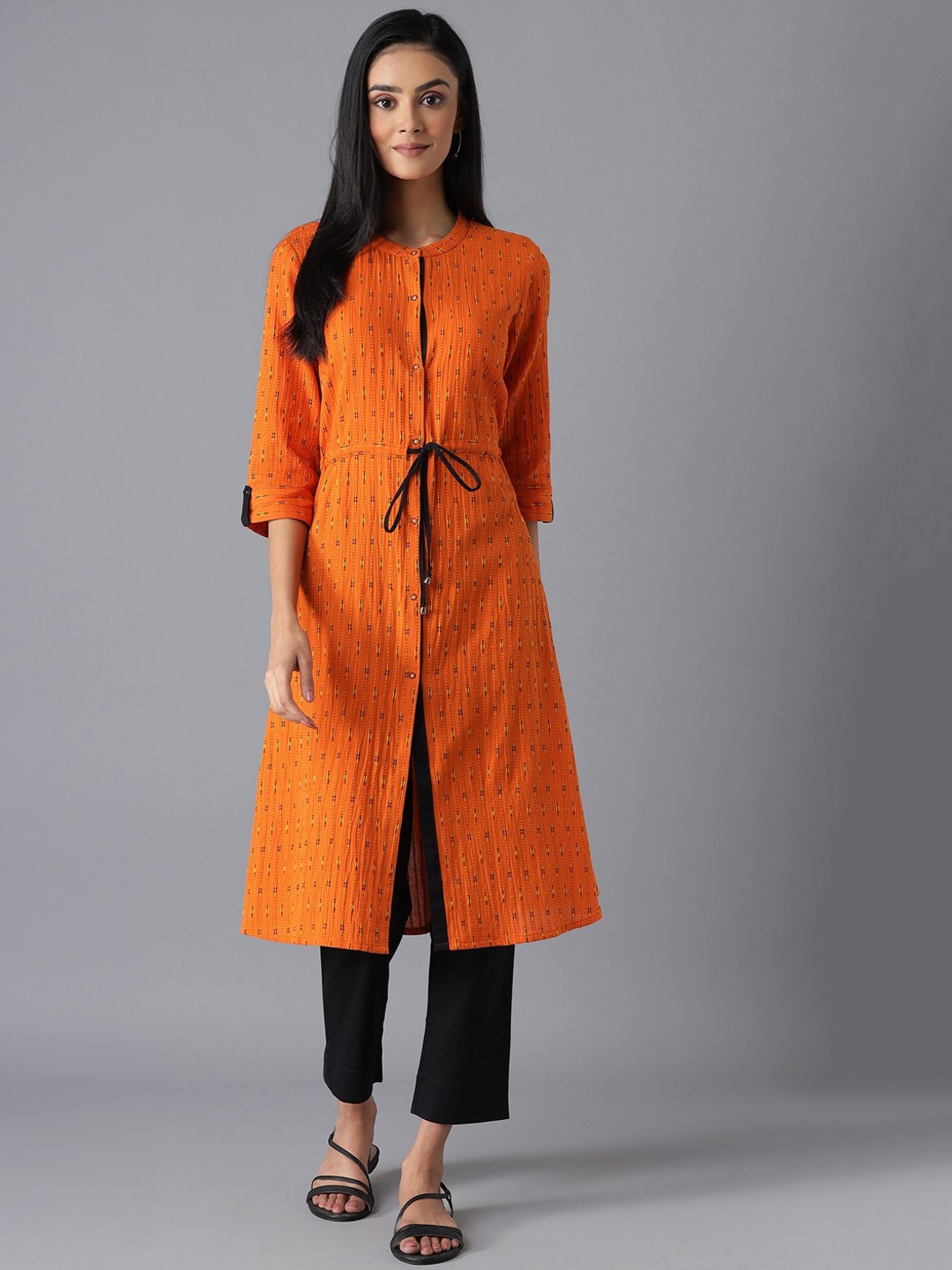 

AURELIA Women Orange Geometric Printed Pure Cotton Kurta