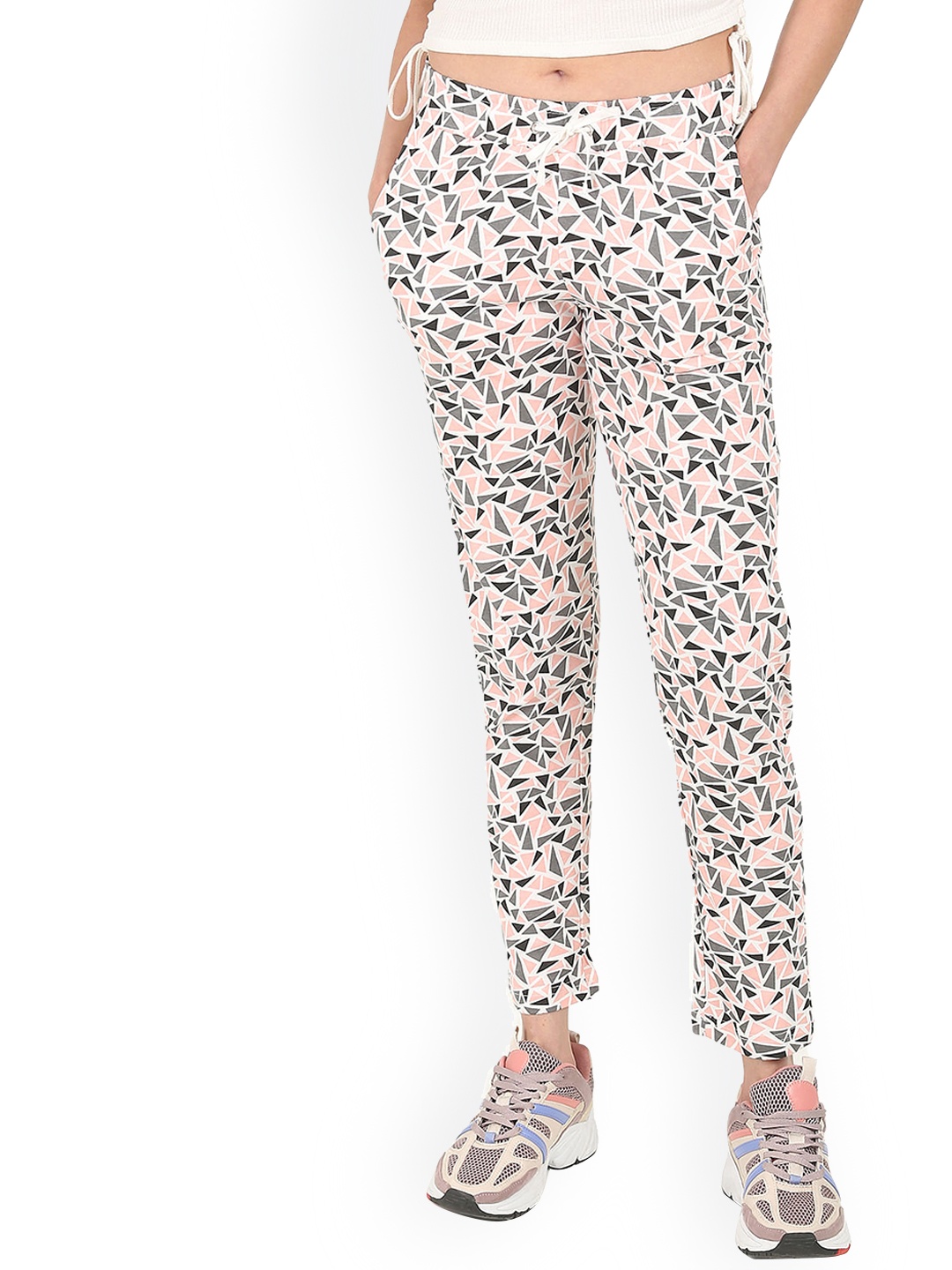 

Sugr Women Pink Printed Straight Fit Cotton Track Pant