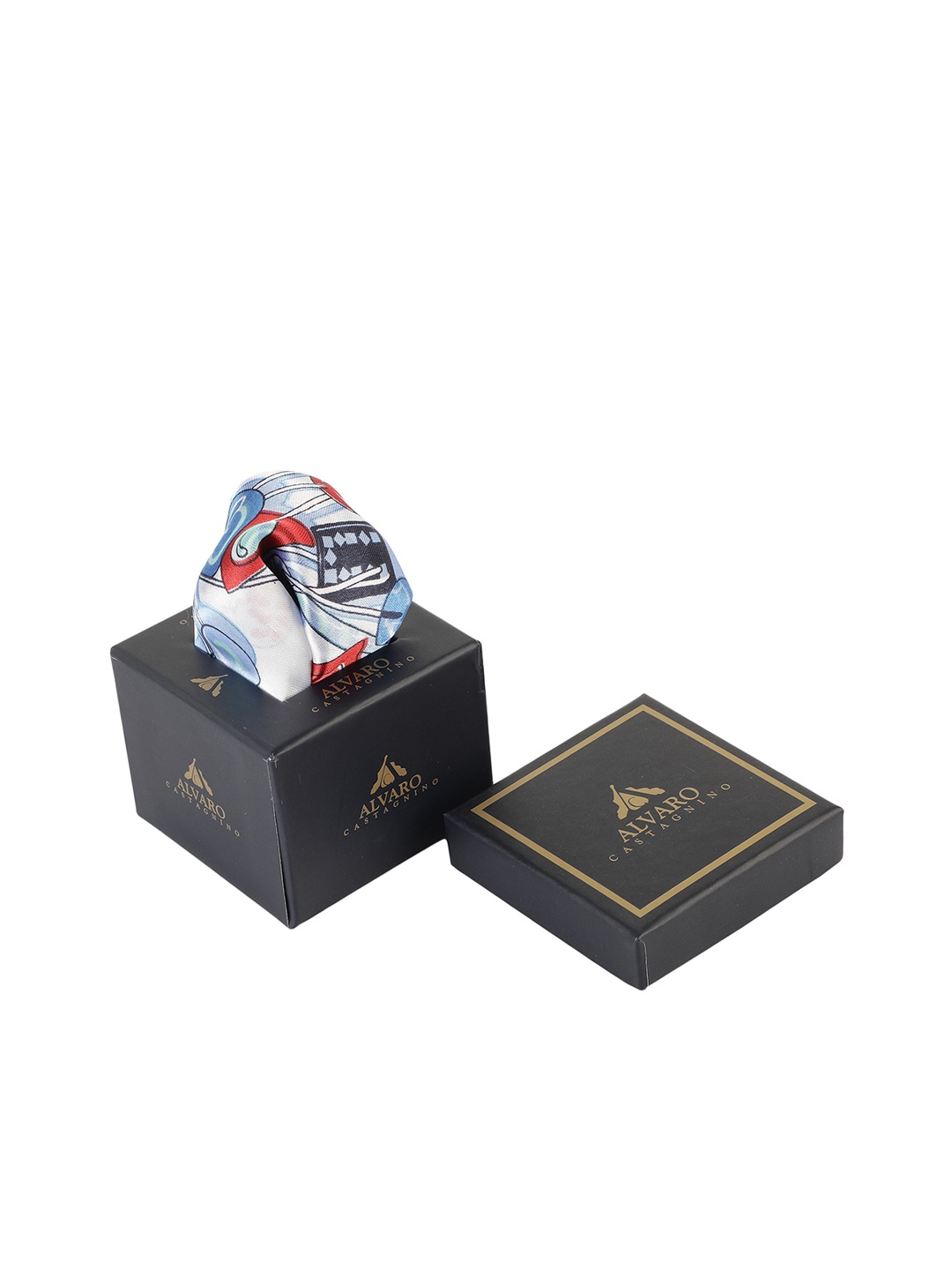 

Alvaro Castagnino Men White & Blue Digital Printed Pocket Square