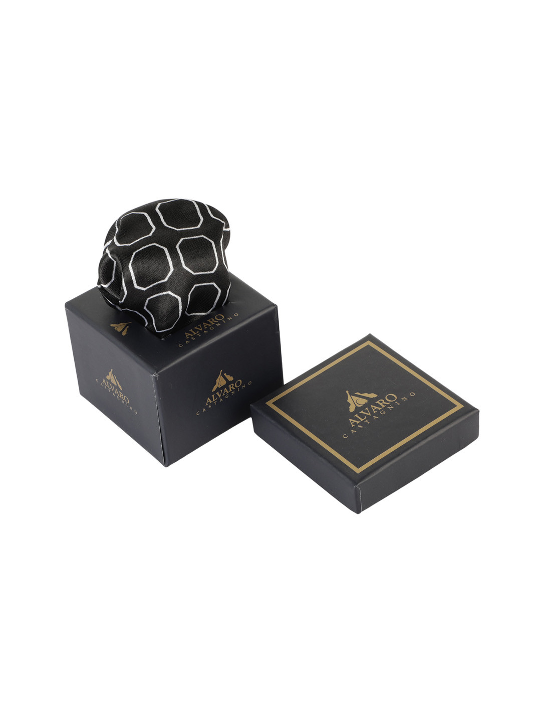 

Alvaro Castagnino Men Black & White Geometric Digital Printed Pocket Square