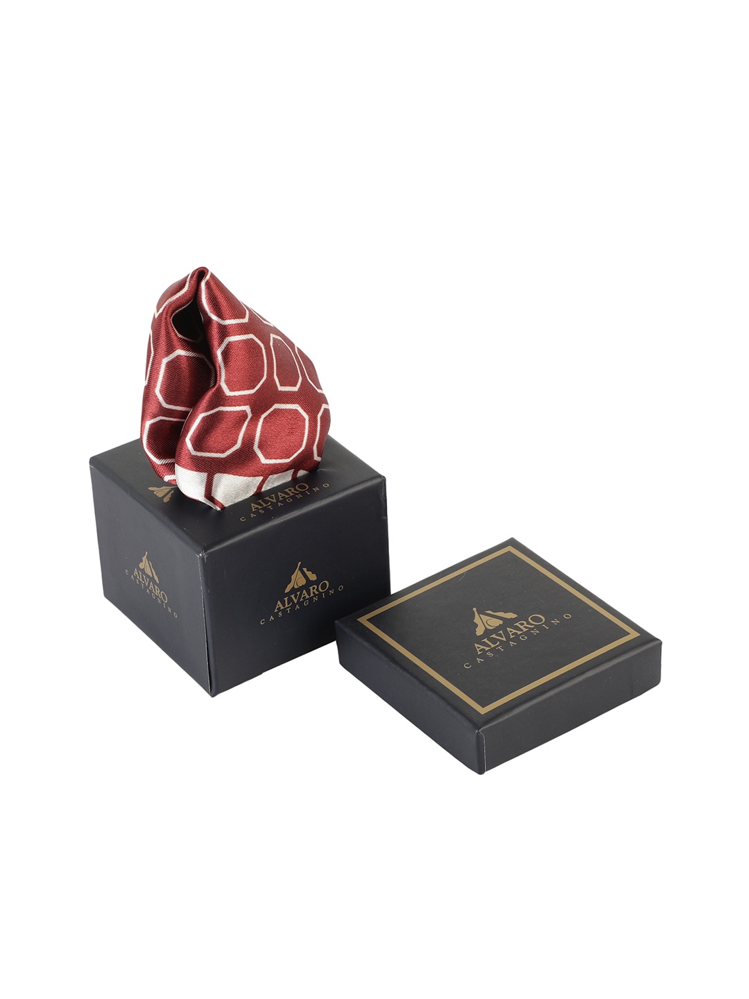 

Alvaro Castagnino Men Maroon & White Printed Pocket Square