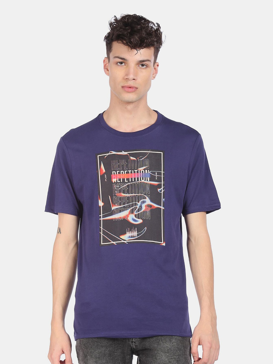 

Colt Men Blue Printed Cotton T-shirt