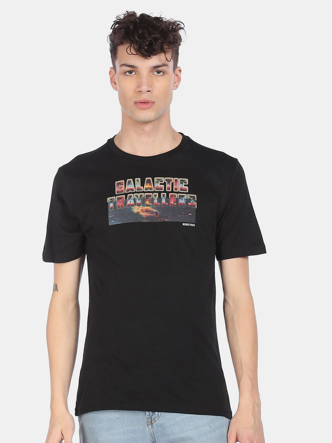 

Colt Men Black Graphic Printed Pure Cotton T-shirt
