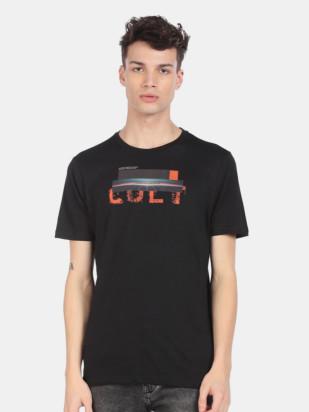 

Colt Men Black Typography Printed Cotton T-shirt