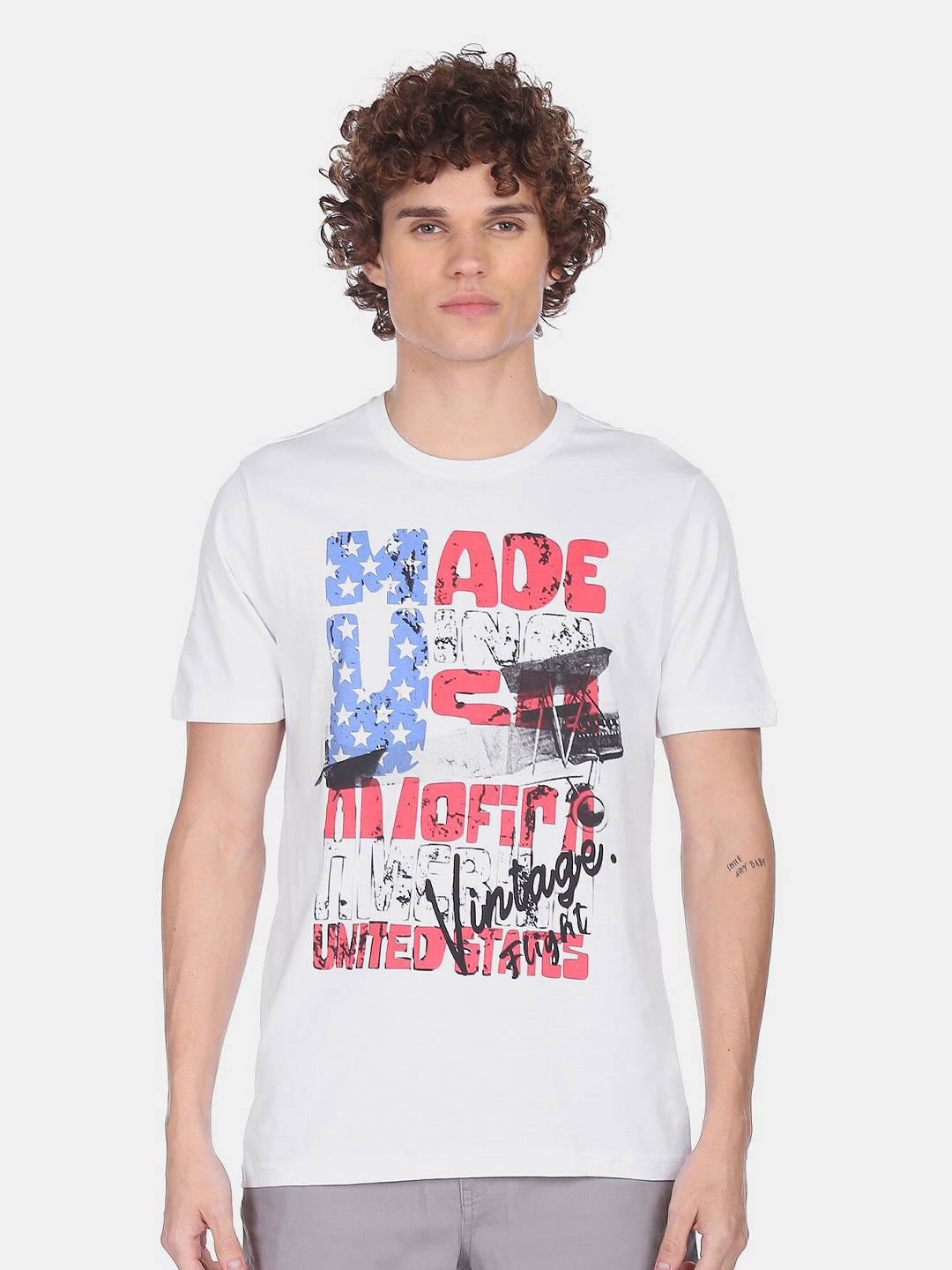 

Cherokee Men White & Red Typography Printed Pure Cotton T-shirt