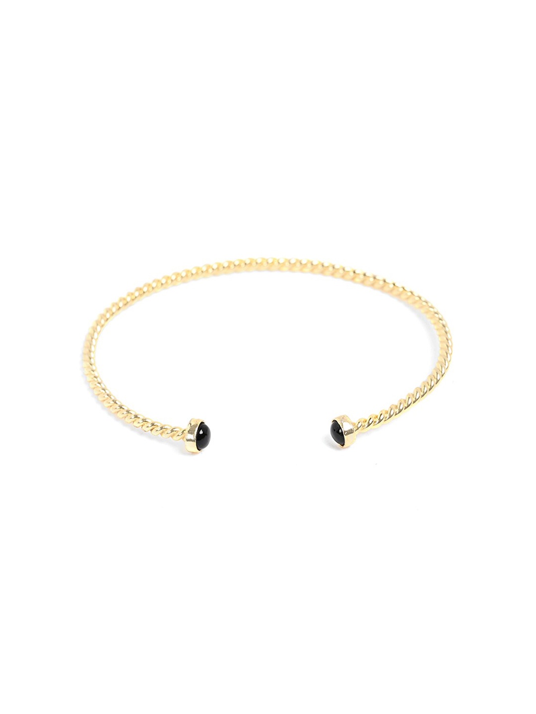 

Mikoto by FableStreet Women Gold-Plated & Black Brass Onyx Adjustable Cuff Bracelet