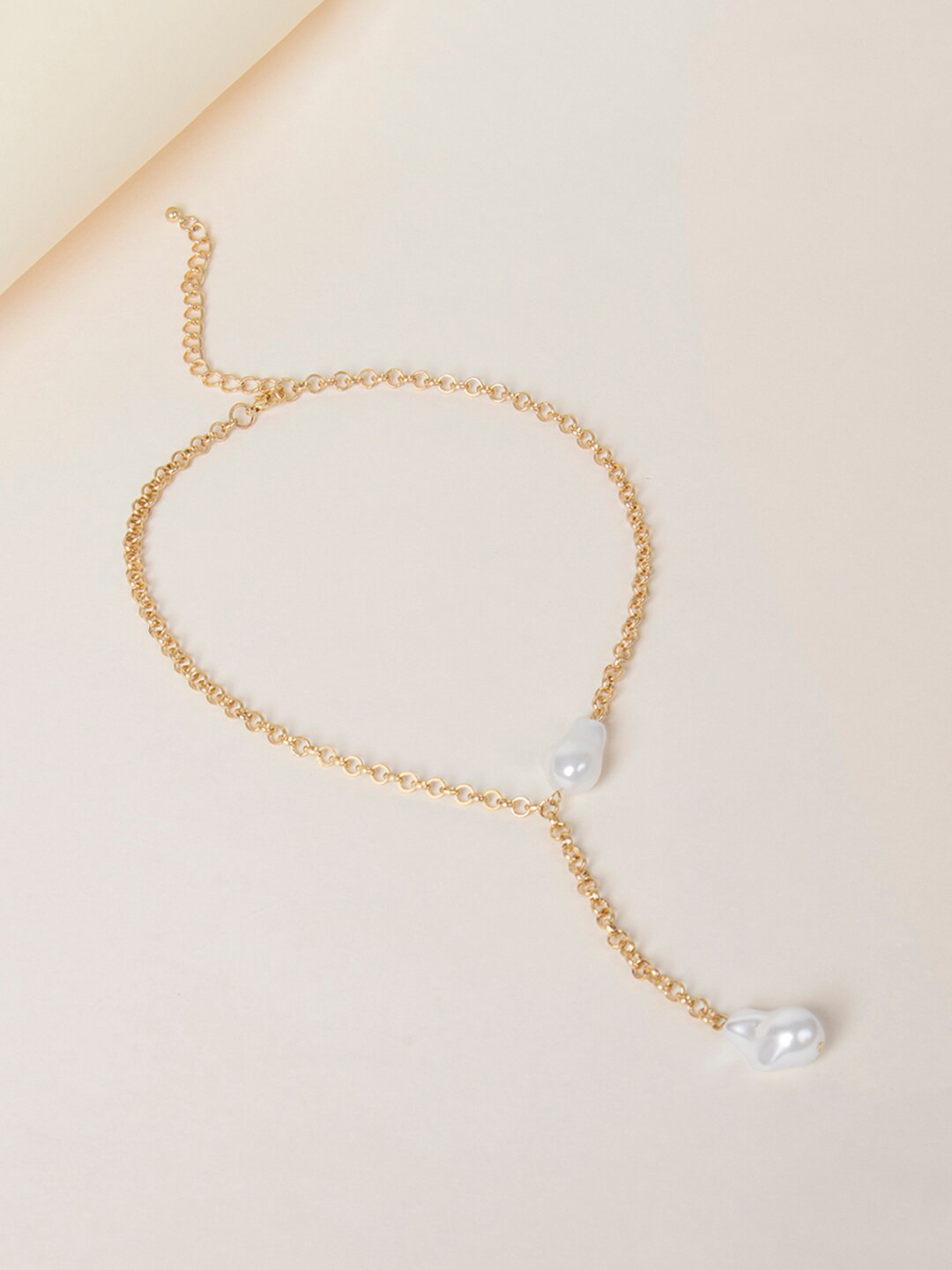 

March by FableStreet Women Gold-Toned Pearl Y Necklace