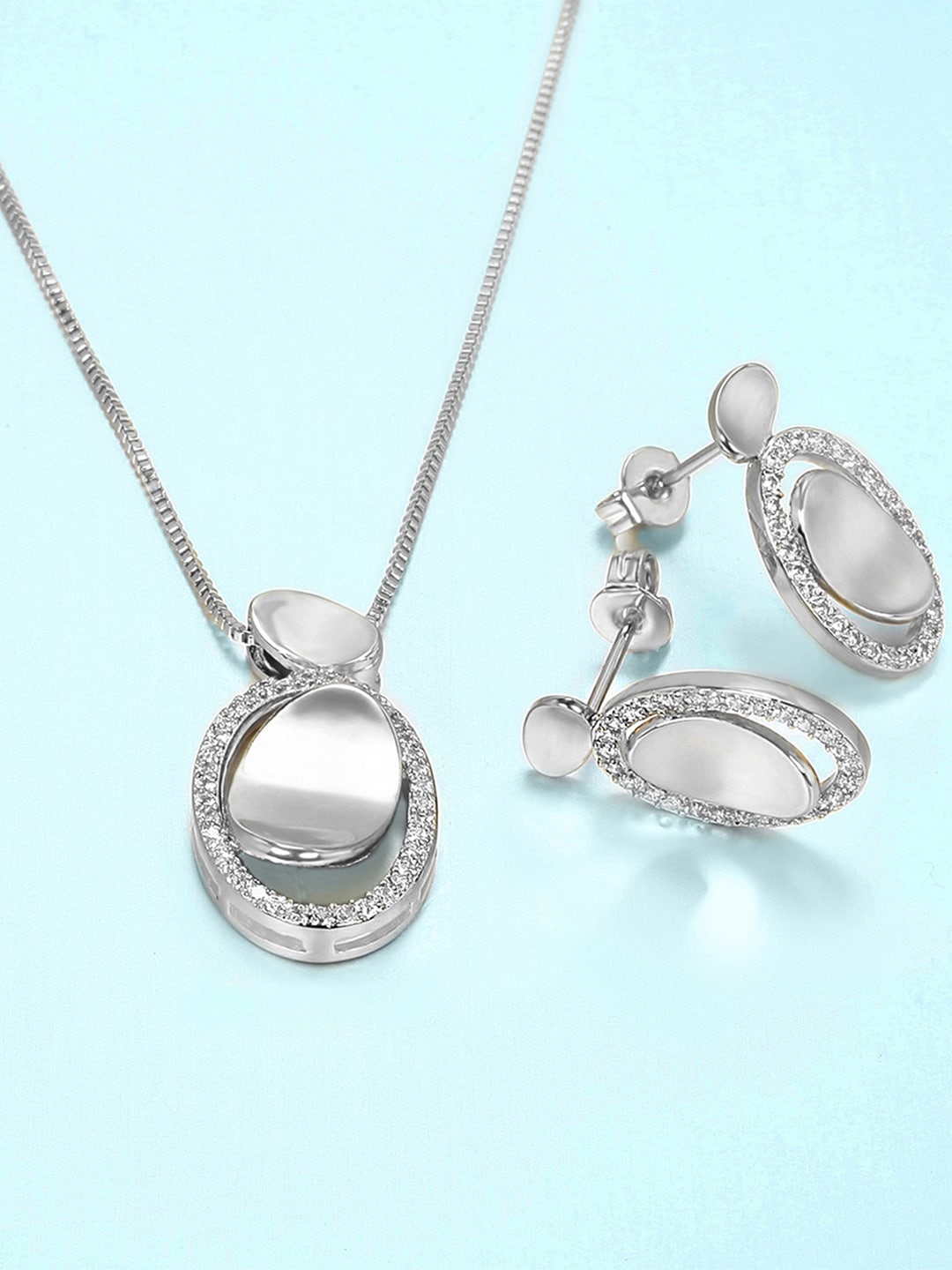 

March by FableStreet Silver-Plated & White Cubic Zirconia Jewellery Set