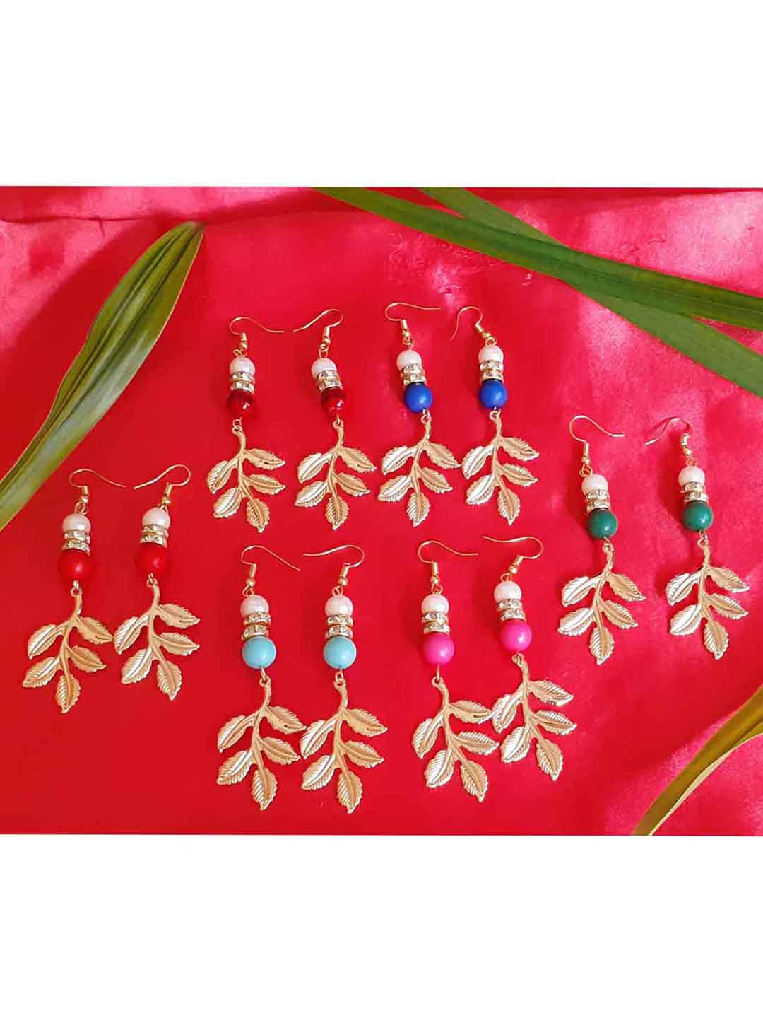 

RICH AND FAMOUS Gold-Plated Set Of 6 Contemporary Pearl Drop Earrings, Multi