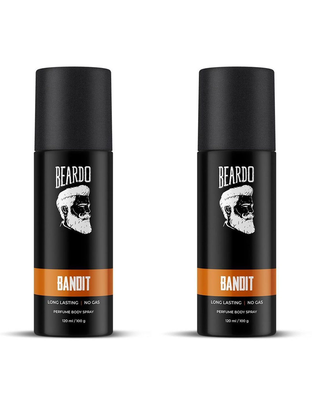 

BEARDO Set of 2 Bandit Long Lasting Perfume Body Spray 120 ml(100 g) each, Black
