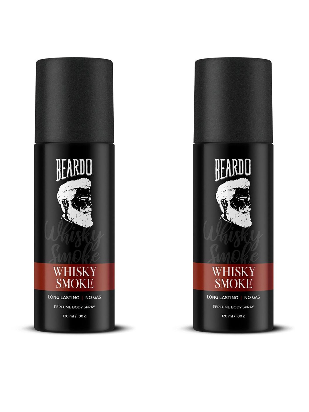 

BEARDO Set of 2 Whisky Smoke Long Lasting Perfume Body Spray 120 ml(100 g), Black