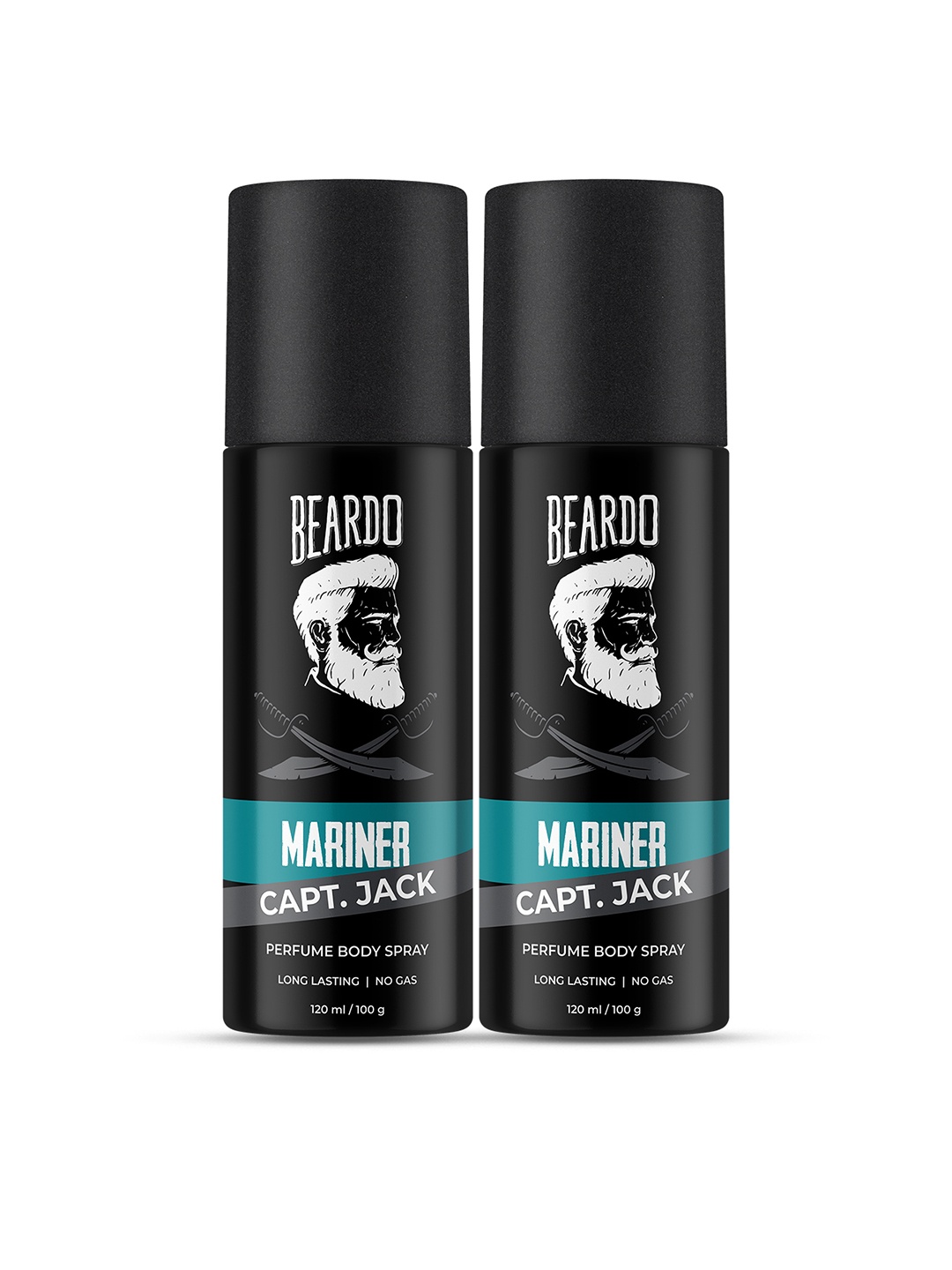 

BEARDO Set of 2 Mariner Long Lasting Perfume Body Spray 120 ml(100 g) each, Black