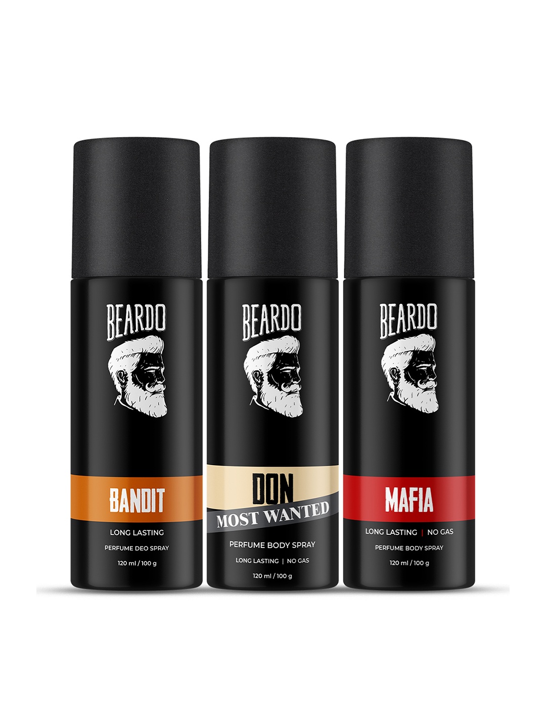 

BEARDO Set of 3 Long Lasting Perfume Body Spray 120 ml(100 g) each, Black