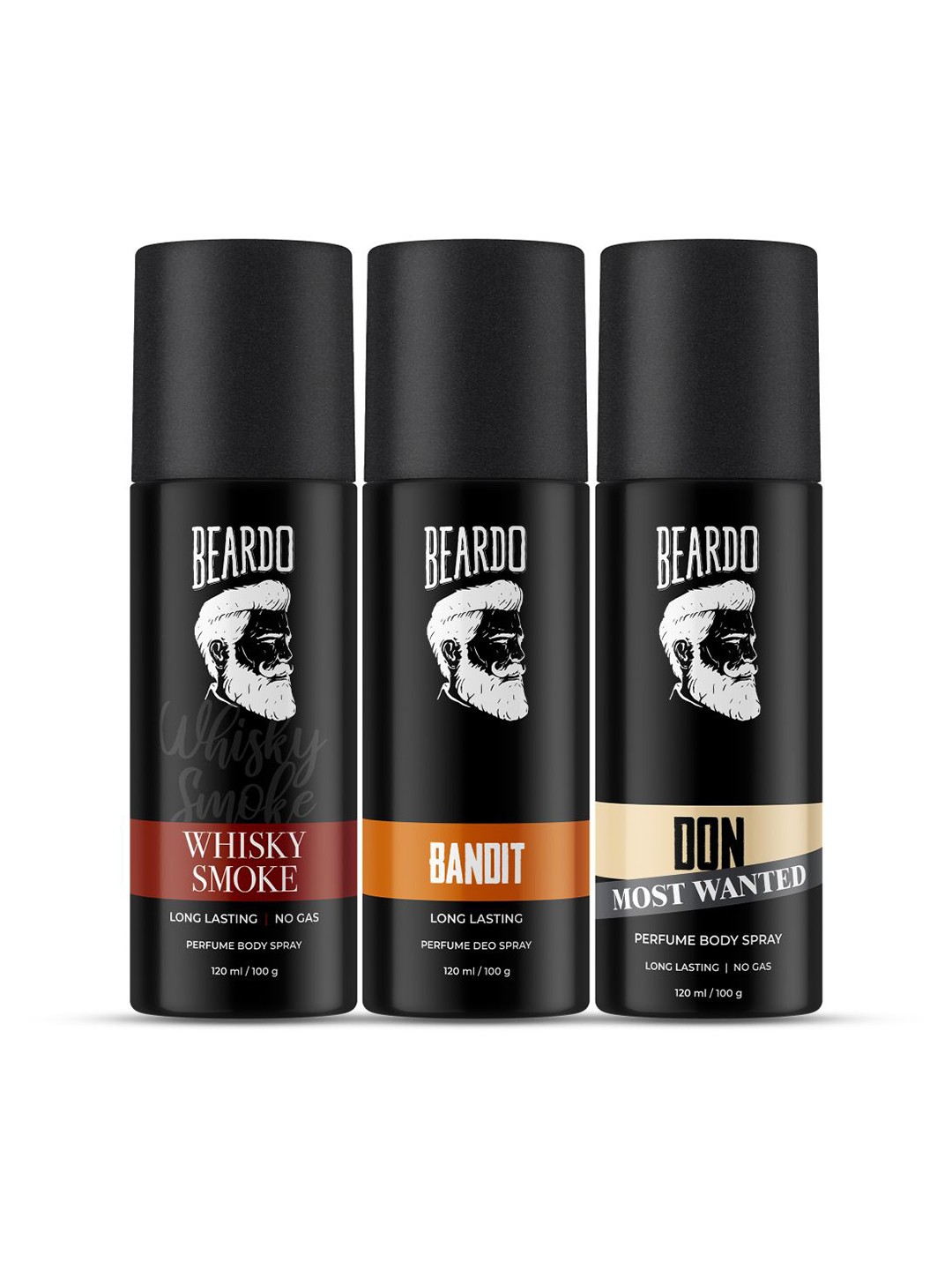 

BEARDO Set of 3 Long Lasting Perfume Body Spray 120 ml(100 g) each, Black